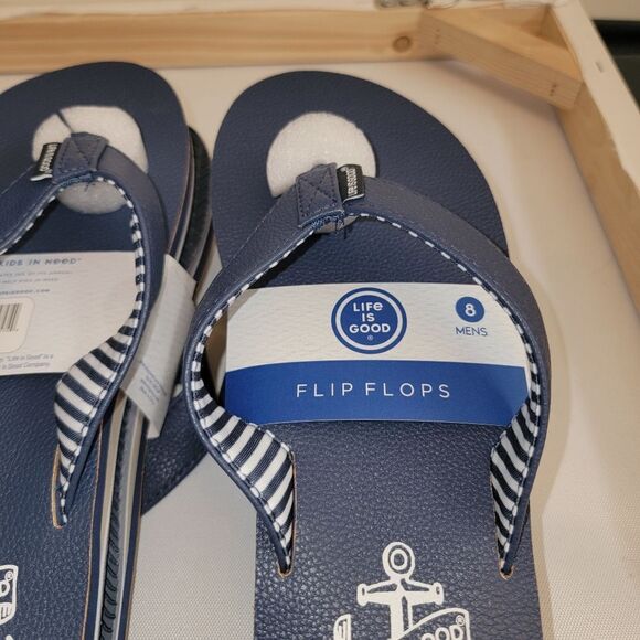 Life Is Good Blue w Nautical Anchor Sandals • Texture Sole • NEW • Sizes 7 8 9 - Picture 5 of 15